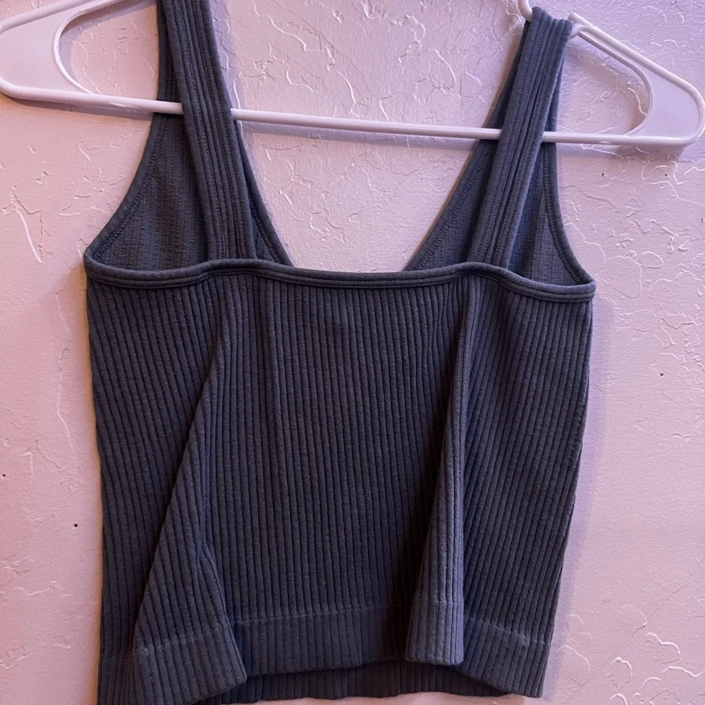 Women's Ribbed Green Tank Top - Picture 2 of 2